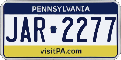 PA license plate JAR2277