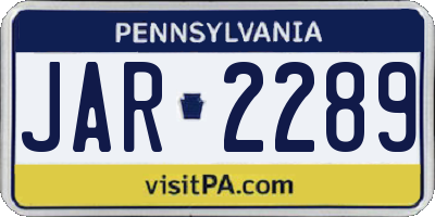 PA license plate JAR2289