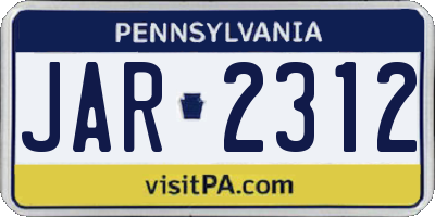 PA license plate JAR2312