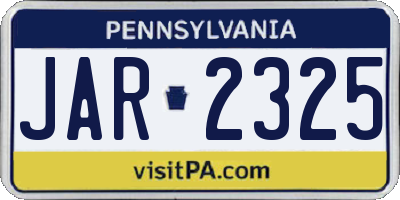 PA license plate JAR2325