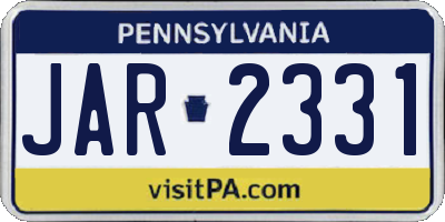 PA license plate JAR2331