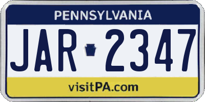 PA license plate JAR2347