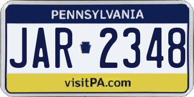 PA license plate JAR2348