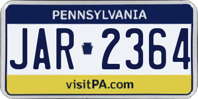 PA license plate JAR2364