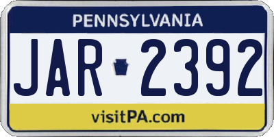 PA license plate JAR2392