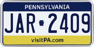 PA license plate JAR2409