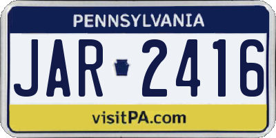 PA license plate JAR2416