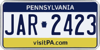 PA license plate JAR2423