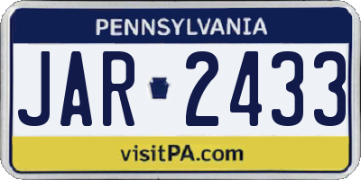 PA license plate JAR2433