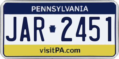 PA license plate JAR2451