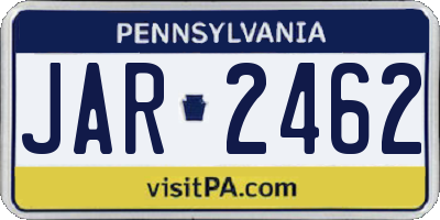 PA license plate JAR2462