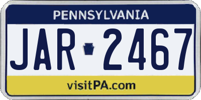 PA license plate JAR2467