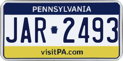 PA license plate JAR2493