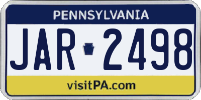 PA license plate JAR2498