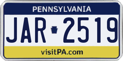 PA license plate JAR2519