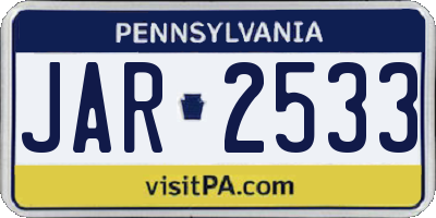 PA license plate JAR2533