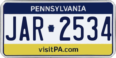 PA license plate JAR2534