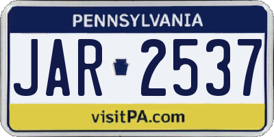 PA license plate JAR2537
