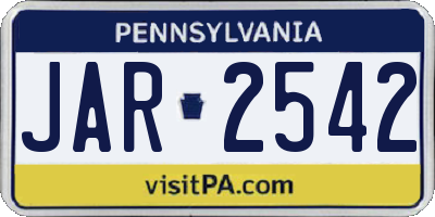 PA license plate JAR2542