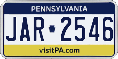 PA license plate JAR2546