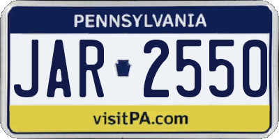 PA license plate JAR2550
