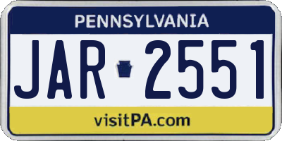 PA license plate JAR2551