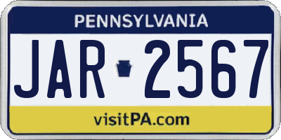 PA license plate JAR2567