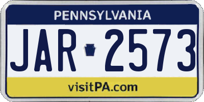 PA license plate JAR2573