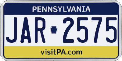 PA license plate JAR2575