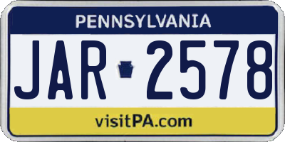 PA license plate JAR2578
