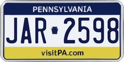PA license plate JAR2598