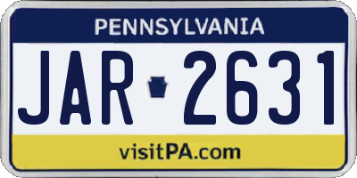 PA license plate JAR2631