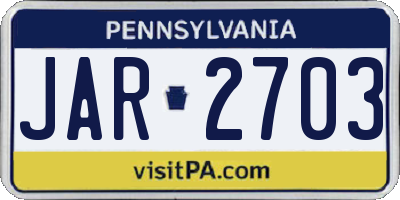 PA license plate JAR2703