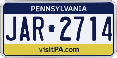 PA license plate JAR2714