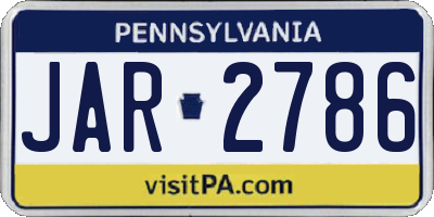 PA license plate JAR2786