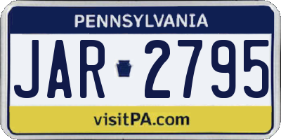 PA license plate JAR2795