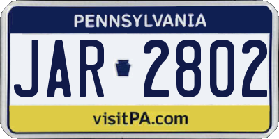 PA license plate JAR2802