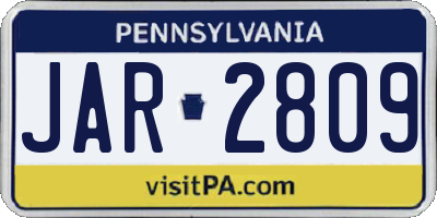 PA license plate JAR2809