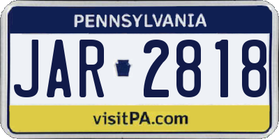 PA license plate JAR2818