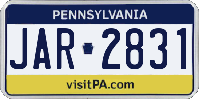 PA license plate JAR2831