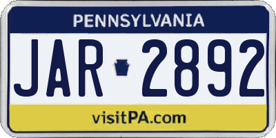 PA license plate JAR2892