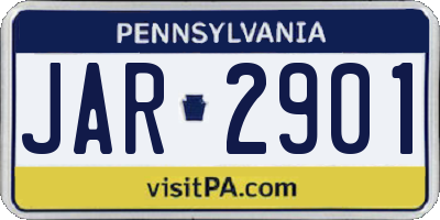 PA license plate JAR2901