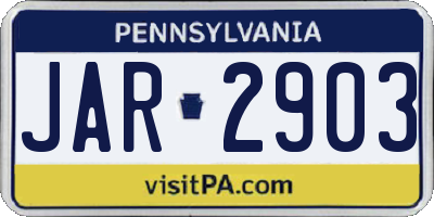PA license plate JAR2903