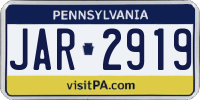 PA license plate JAR2919