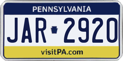 PA license plate JAR2920