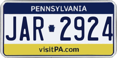 PA license plate JAR2924