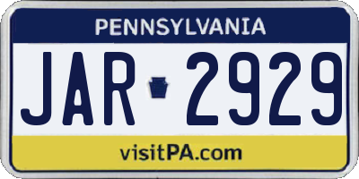 PA license plate JAR2929