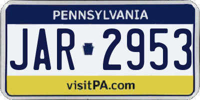 PA license plate JAR2953