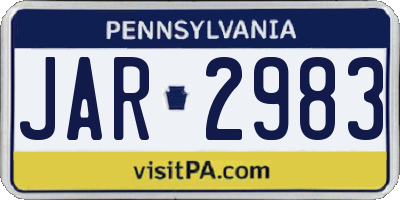 PA license plate JAR2983
