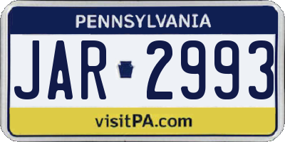 PA license plate JAR2993